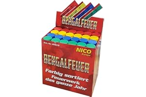 Nico 24 Bengalfeuer Rot, Blau, grün, Gelb im Verkaufsdisplay f Bengalo Party von Aktivhandel