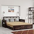 Krishna Wood Decor A Beautiful Solid Sheesham Wood Sofa Cum Bed | Sofa Cums Bed for Home,Living Room, Bedroom | Sleep & Sit Sofa | Without Storage | (Dark Walnut)