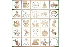 GOSKNOR 24 Plantillas de Navidad, Plantillas Navideñas Rectangulares para Manualidades Tela Tarjetas de Pared Álbumes de Recortes