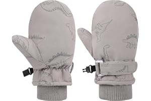 QKURT Guantes de Esquí para Niños, Guantes de Nieve de Invierno Impermeables, Snowboard Prueba de Viento, con Forro Polar para Niños y Niñas de 0 a 8 Años