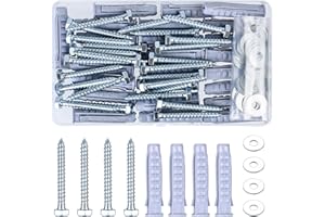 MAUUUBA 25 Set M8 M12 Heavy Duty Masonry Brick Wall Fixing Anchor Bolts Plugs, Hex Coach Bolts and Wall Plugs, Expansion Wall Anchor Bolts and Masonry Screws and Wall Plugs Set for TV Brackets Rack Mounting