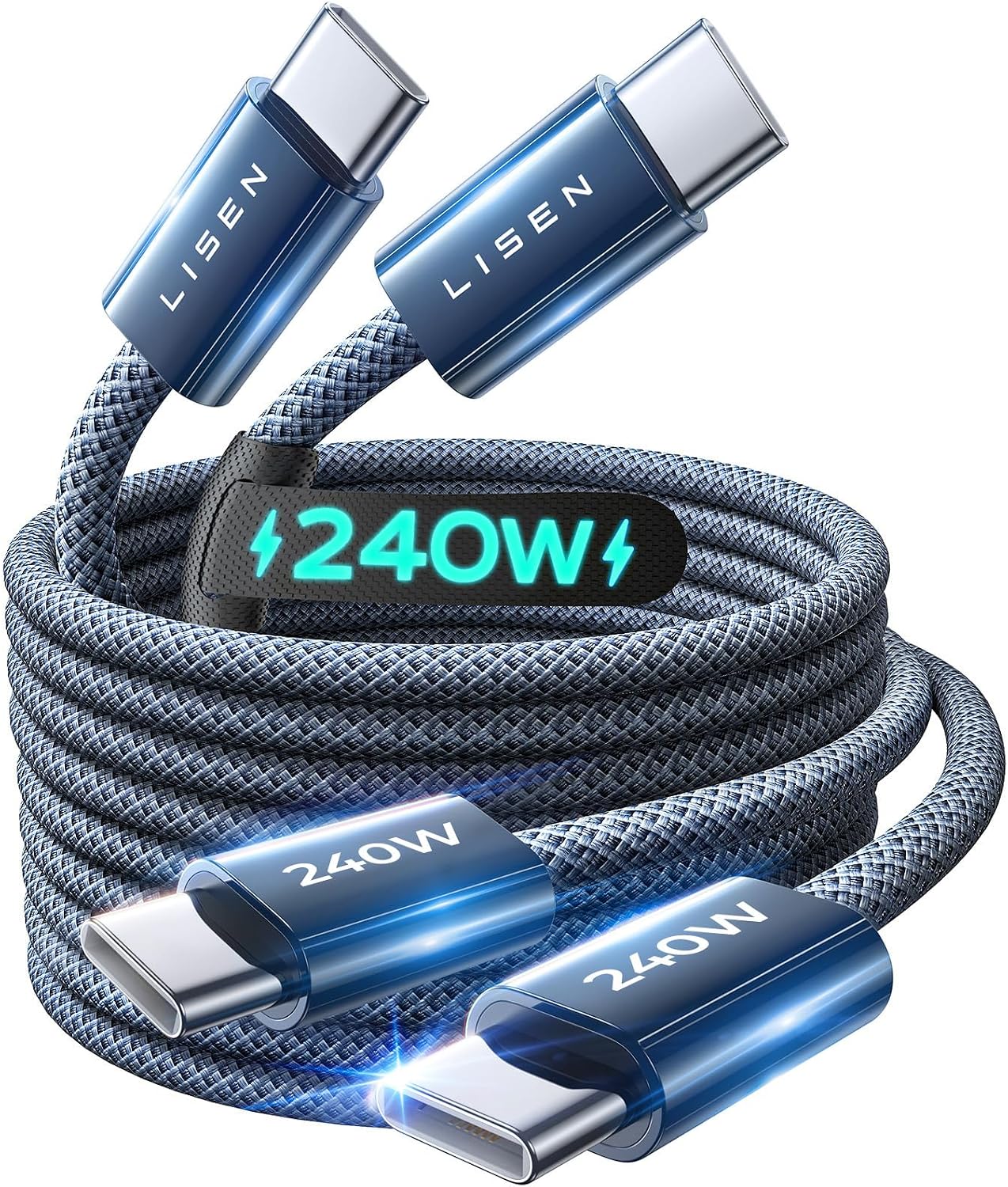 LISEN 240W USB C to USB C Cable [2-Pack 2m] USB C Charger Cable, Nylon Type C Charger Cable Fast Charging for iPhone 17 16 15 Pro Max, MacBook Pro/Air, iPad Pro, Samsung Galaxy S25 S24, Switch 2