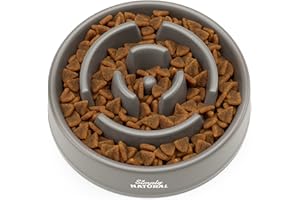 𝗦𝗶𝗺𝗽𝗹𝘆𝗡𝗮𝘁𝘂𝗿𝗮𝗹 Anti Schling Napf Hund, Slow Feeder für Hunde, Antischlingnapf Hunde, Schlingnapf Hunde, Interaktiver Pet Fressnapf, Langsame Fütterung Hundenapf für mittelgroße/große, Grau