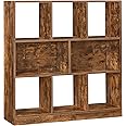 VASAGLE Bookcase, Bookshelf, Freestanding Storage Unit, 8 Open Compartments, Can Be Used Horizontally, Vertically, Upside Down, 30 x 97.5 x 100 cm, for Living Room, Study, Office, Rustic Brown LBC52BX
