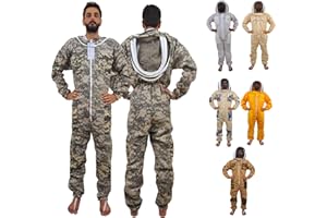 URBANSBEE Tuta Apicoltore Ventilata Professionale Abito Apicoltura con Fantasia Cappello e ampia tasca per gli apicoltori, Maschera/Velo per La Prevenzione Dei Morsi Di Api, unisex -Taglie Disponibili