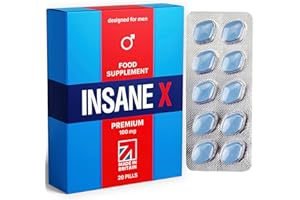 20 INSANE X Premium - Extra Strong Pills for Men UK - Natural Fast-Acting Ginseng Tablets for Men - for Enhanced Performance