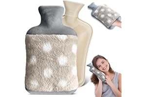 VASIN Wärmflasche, 2L Groß Wärmflasche mit Bezug, 2022 NEU Wärmflasche mit Washable Extrem Weicher Plüschbezug Handwärmer & Erwachsene,Schmerzlinderung Premium Wärmbeutel 100% Naturkautschuk