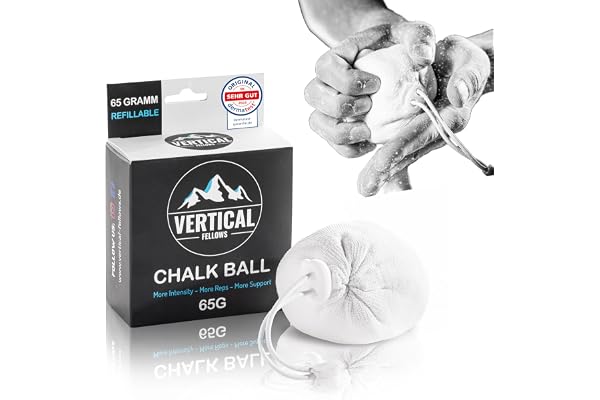 VERTICAL FELLOWS Chalk Ball 65 g Rechargeable – Craie idéale et Magnesia Chalkball pour Escalade Bouldern Turnen Poignets Cross Fit Pole Dance
