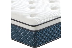 Hiimgo Double Mattresses, Pocket Sprung Mattresses with Soft Fabric, Medium Firm for Pressure and Back Pain Relief, Mattress in a Box (135×190×25cm)