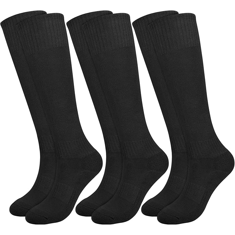 Draftor 3 Pairs Kids Football Socks Boys Long Football Socks Breathable Thin Sports Accessories