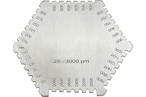 RIVERWELD Medidor de Espesor de Película Húmeda Hexagonal Tarjeta de Medición de Espesor 25-3000 um para Pinturas y Recubrimientos