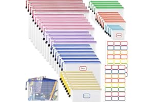 ‎VEUWOLM 42 Stück Transparente Reißverschlusstaschen, Reißverschluss Dokumententaschen, wasserdichte Mesh Bag, Zipper Tasche für Dateiordnung, Lagerung von Schreibwaren (Bunte, 8 Größen)