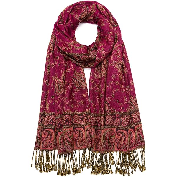 LORENZO CANA - Pashmina - Paisley - Donna Blue Orange Red Taglia unica