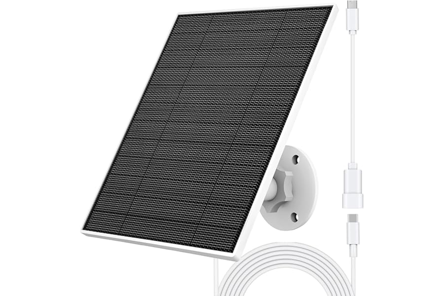 5W Solar Panel for Eufy Camera, Compatible with Eufycam 3/3C/2/2 Pro/2C/2C Pro/E/E20/E40/L20/L40, Solar Charger for Camera with USB-C Port, Micro USB Adapter, IP65 Waterproof