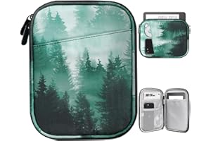 TiMOVO Housse Tablette 6-7 Pouces avec Multiples Poches Compatible avec All-New Kindle 2022/10th Gen 2019 /Kindle Paperwhite 11th Gen 2021/Kindle Oasis E-Reader,Kindle (8th Gen, 2016), Forêt Verte