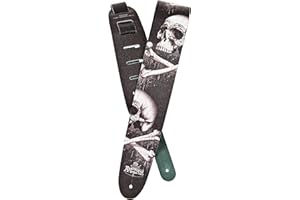 D'Addario 25LAL01 Tracolla per Chitarra Planet Waves Alchemy Gothic Collection, in Pelle, Teschi Sanguinanti