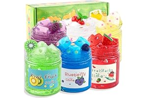 LAWOHO 6 Piezas de Slime Claro, Cereza Transparente Jelly Cube Glimmer Slime Crujiente, Recuerdo de Fiesta para Niños, Cumpleaños Pascua Navidad Año Nuevo Regalo para niñas y niños Edad 6 7 8 9 10, 826