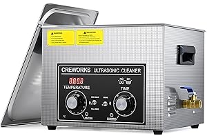 CREWORKS 15L 360W Nettoyeur à Ultrasons, avec Chauffage 300W et Minuterie 1-30 min., Bac à Ultrasons en Acier Inoxydable, Machine de Nettoyage à Ultrasons, avec Modes Dégazage