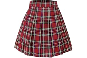 HOEREV Donne Ragazze Svasato Casual Mini Scuola Tennis Skater Casual Gonna Danza con Due Tasche Laterali e Pantaloncini Interni