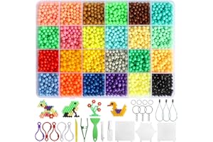 BAIYUANLI Bastelperlen Set 24 Farben 2400 Stück Kinder Bastelperlen zum Nachfüllen, 5mm Größe Bastelperlen mit Kunsthandwerk Zubehör für Mädchen Jungen Anfänger DIY Spielzeug