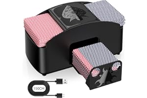 HJCMikee Automatische kartenmischmaschine 1-2 Deck, elektrische UNO kartenmischer für Spielkarte Skyjo Blackjack, Batterie oder USB-C betreiben mischmaschine Karten für Casino Poker -Serenes Schwarz