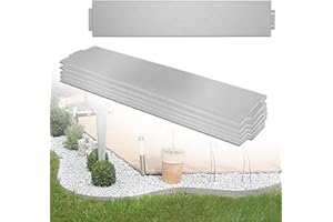 FIVMEN 20M Borde de Césped Bordura para Jardín de Metal Galvanizado Borde de Plástico con Hebilla Cercado para Jardín de Corte Flexible, Plata (20 Piezas, 100 x 18 cm)