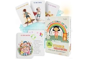 Filapen 55 Affirmationskarten für Kinder – Mutmachkarten für Kinder ab 5 Jahren – Positive Affirmationen, Achtsamkeitskarten, Sprachförderung & Selbstvertrauen – Geschenk Einschulung & Kindergarten