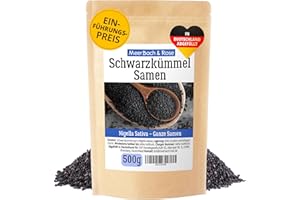 ‎MEERBACH & ROSE Schwarzkümmel ganze Samen 500g, echte Schwarzkümmelsamen – Nigella Sativa, der Allrounder in Ihrer Küche