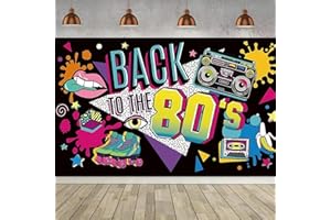 ZERCART 80s Party Decoration Back to The 80's Party Backdrop Banner 80s Background 80's Themed Birthday Party Banner Hip Hop Music Disco Photo Booth Banner for Let's Rock The Retro Festival Props 6x3.6FT