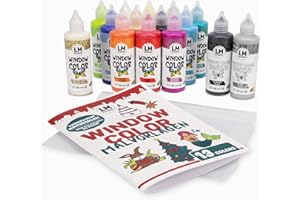 LM-Kreativ Window Color Set 4 Jahreszeiten - Fenstermalfarben Set mit 15 Farben, Konturfarben & 3 beidseitig bedruckten Malvorlagen mit über 50 Motiven - Window Colour Farben für Groß & Klein