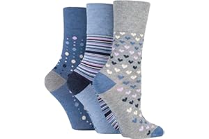 SOCKSHOP Gentle Grip Ladies Bamboo Socks Pack of 3 Denim 4-8