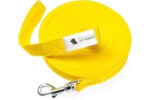 Maximum Pet Products Dog & Horse Training Lunge Lead. 25mm - 1" Wide. Very Strong (Yellow) 65ft/20m