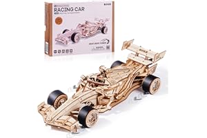 ROKR Puzzle 3D en Bois de Voiture de Course Maquette en Bois a Construire, Modèles d'engrenages Mécaniques Cadeaux DIY pour Adultes Enfants, Racing Car, LK505