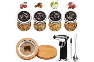 TOPRON Cocktail Raucher Kit，Kommt Mit 4 Dosen Geräuchertem Sägemehl, Old Fashioned Smoker Kit，Verwendet für rauchige Cocktails, Wein, Whisky, Kaffee, Käse, Fleisch Mit
