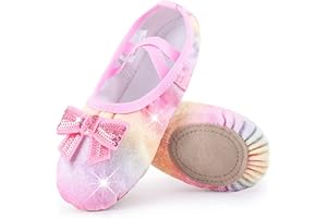 Mulnall Girls Ballet Leather Shoes Yoga Slippers for Dancing Practice Split-Sole No-Tie(Toddler/Little Kid/Big Kid)