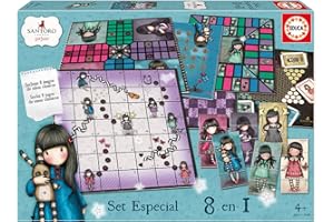 Educa - Set Especial 8 En 1 Gorjuss: Juego de la oca, Parchís, Damas Chinas, Carrera de Caballos, Tres en Raya, Escaleras y toboganes, Dominó y Juego de Personajes, A Partir de 4 años (17291)