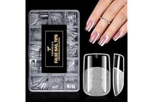 TOMICCA Kwadratowe tipsy do paznokci, 510 sztuk, 15 rozmiarów, ultra matowe, miękkie tipsy do paznokci żelowych, akrylowe końcówki do przedłużania paznokci i zdobienia paznokci, DIY w domu