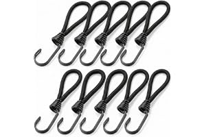 QWORK 10 stycken spänngummi med krokar, expanderkrokar, presenningsfäste, 15 cm, svart, för presenning, nät, tält