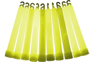 GLOWTOPIA 6 inch Premium (15mm) Glow Sticks (Individually Wrapped) (50 Pack, Yellow)