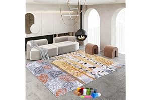 RXIBEFUW Knüpfteppich Zum Selber Knüpfen, Groß Unfinished Häkelteppich Set mit Vordruck Tapisserie Teppich Knüpf-Sets, Knüpfset Latch Hook Kit Selbst Knüpfen Set für Erwachsene Knüpfen Set 69 x 102 cm