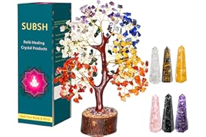 SUBSH Seven Chakra Tree - Crystal Tree - Office Decor - Desk Accessories - Office Desk Accessories - Desk Decorations for Women Office - Cute Desk Accessories - Office Decorations