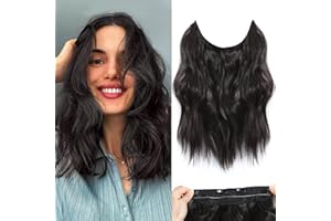 BUPPLER Hair Extension 30.5 cm Invisible Secret Hair Extensions Adjustable Long Wavy Hair Extension Synthetic Upgrade 4 Secure Clips in Hairpieces, Black Brown