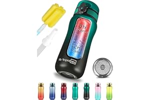 My Vesperbox Thermo Minny Butelka na napoje ze stali nierdzewnej, zabezpieczona przed wyciekiem, ze słomką lub sitkiem, wytrzymała, ze stali nierdzewnej, dla dzieci i dorosłych, zielono-czarna, 400 ml