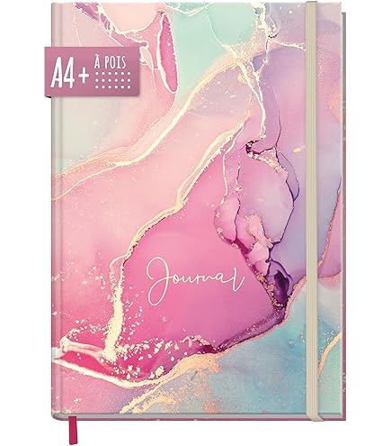 Paperyou Bullet Journal à Pois, Format A4+, Avec élastique [Minty Leaves] 156 Pages, Carnet De