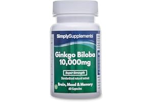 ‎SIMPLY SUPPLEMENTS Ginkgo Biloba 10000mg - Geeignet für Veganer - 60 Kapseln - SimplySupplements