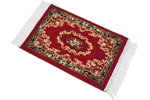 Walser Perski dywan do samochodu, uniwersalny, orientalny, czerwony, klasyczny dywan samochodowy, orientalny, z białymi frędzlami, 60 x 40 cm