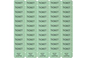 Awleynz 200 Pièces Ticket Tombola Numéroté Étiquette de Billet de Tombola, Billet de Classe, Billet de Tombola en Papier, Billet de Cinéma, Loterie, Couleur (Green)