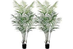 Leflos 150 cm Palmera Artificial Dypsis Lutescens, Planta de Interior sólo con 13 Troncos Desmontables, decoración para Oficina, Tienda, Piso y Fiesta, 2 Piezas