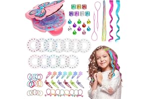 LURICO Hair Bedazzler Kit con 180 gemas de pelo y 78 piezas exquisitas para el pelo para niñas de 5 a 12 años, máquina para trenzar el cabello con brillantes y mechones de pelo, niños