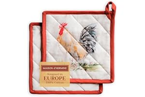 Maison d' Hermine Campagne Set di 2 presine, 100% cotone, per cucinare, forno a microonde, grigliate, primavera/estate, Pasqua (20cm x 20cm)